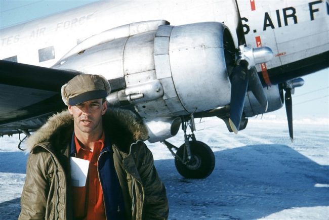 Randy Wills with a USAF DC-3. May 1955.