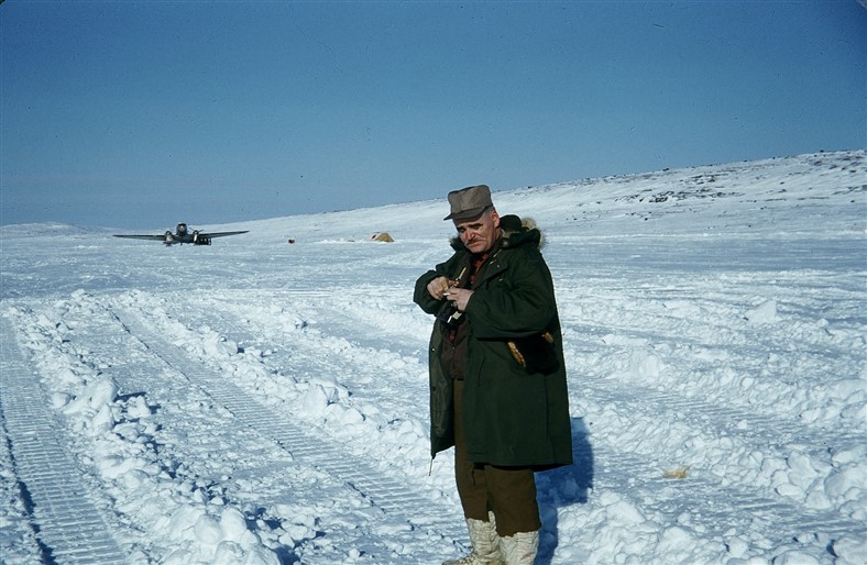Findlayson on the ice strip. Mar 1955.
