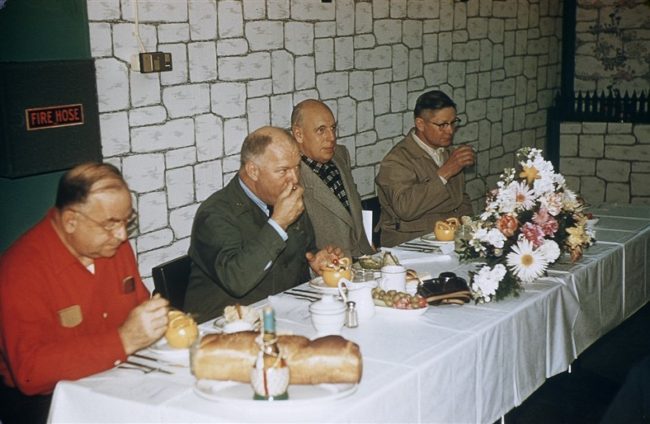 L to R: Lack, BGen Wray, Goetze, & Ross, at lunch. April 1957.